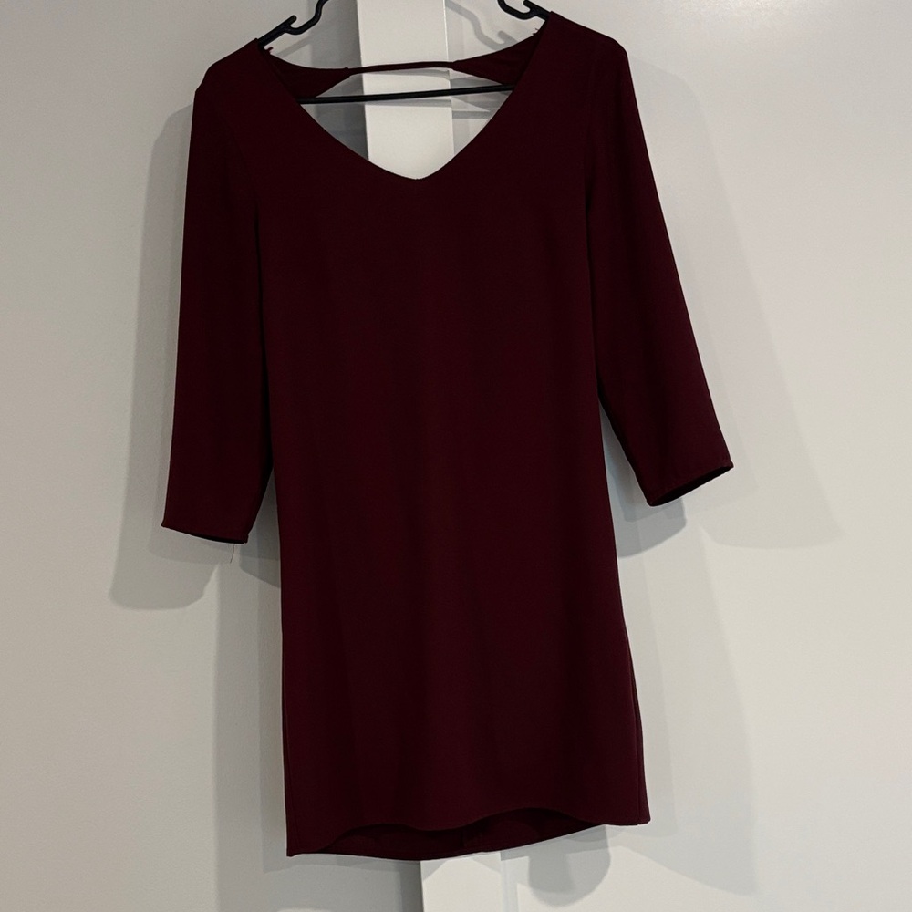Elegant Long Sleeve Burgundy Dress